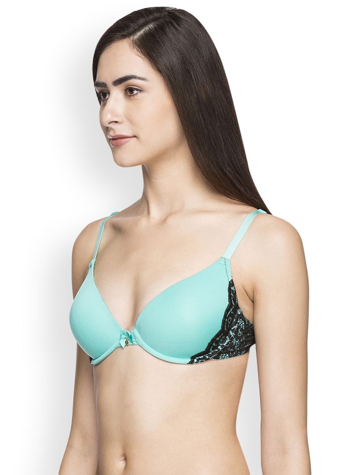 Buy Candyskin Teal & Black Solid Underwired Push Up Bra CS BRA 02TEAL WITH  BLACK1599 - Bra for Women 4369729