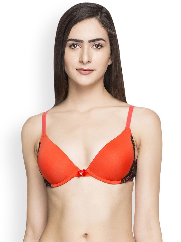 Buy Candyskin Red & Black Solid Underwired Push Up Bra CS BRA 02RED WITH  BLACK1599 - Bra for Women 4369741