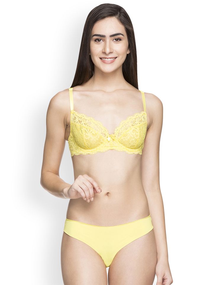 Buy Candyskin Yellow Lace Lingerie Set CS BRA08 - Lingerie Set for Women  4370564