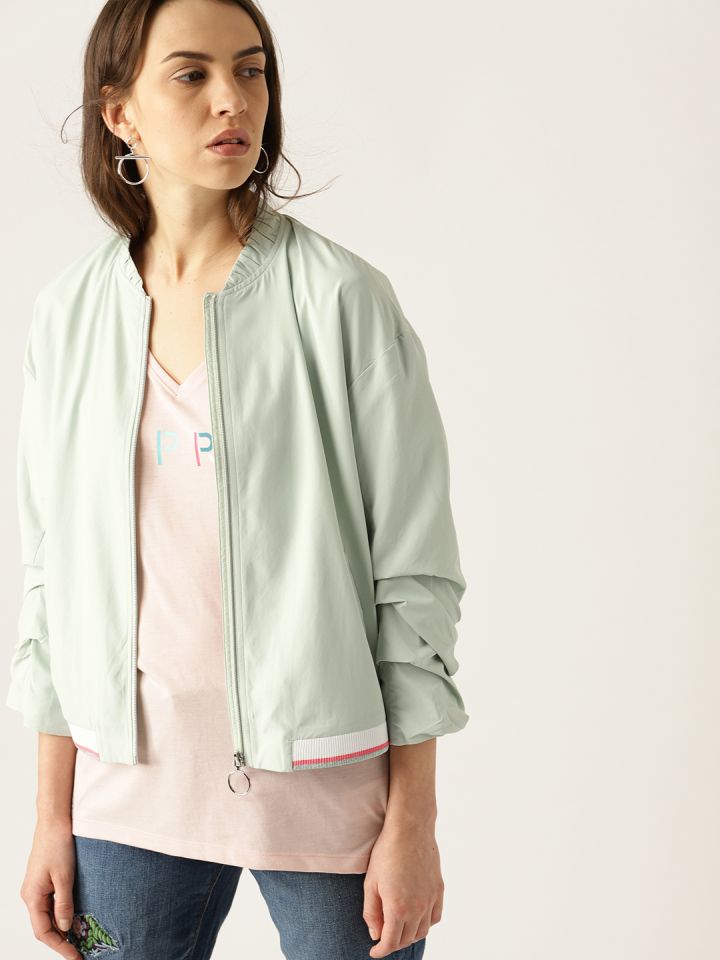 Mint green on sale bomber jacket