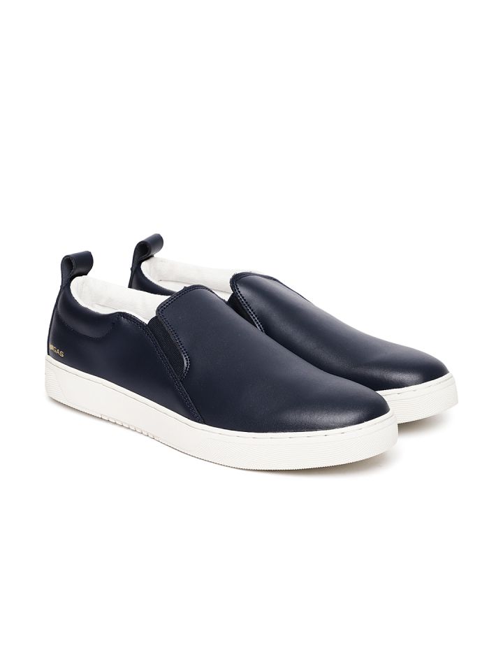 Buy GAS Men Navy Blue ROSS LTX Slip On Leather Sneakers Casual
