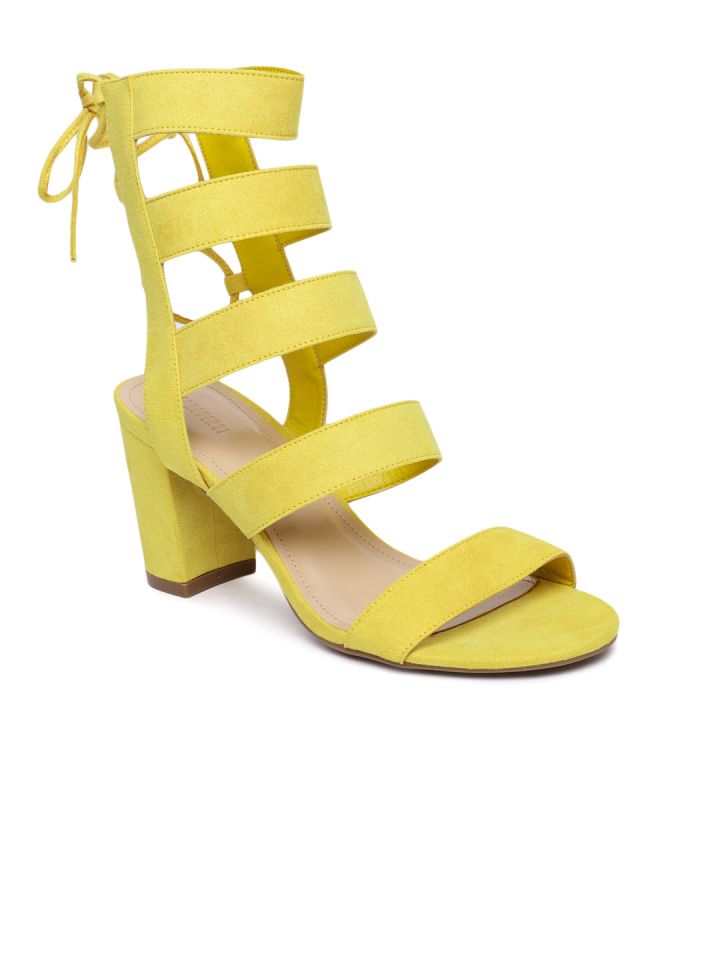 Yellow Solid Gladiator Heels - Heels 