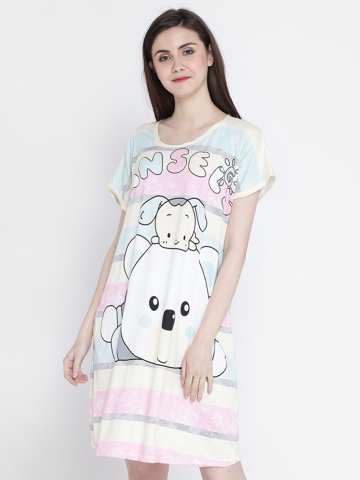 Buy Camey Multicoloured Printed Nightdress NT31 DOG2.PINK
