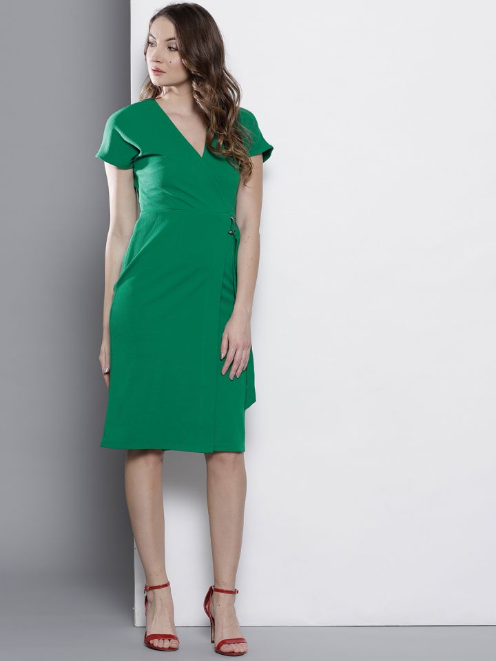 dorothy perkins green wrap dress