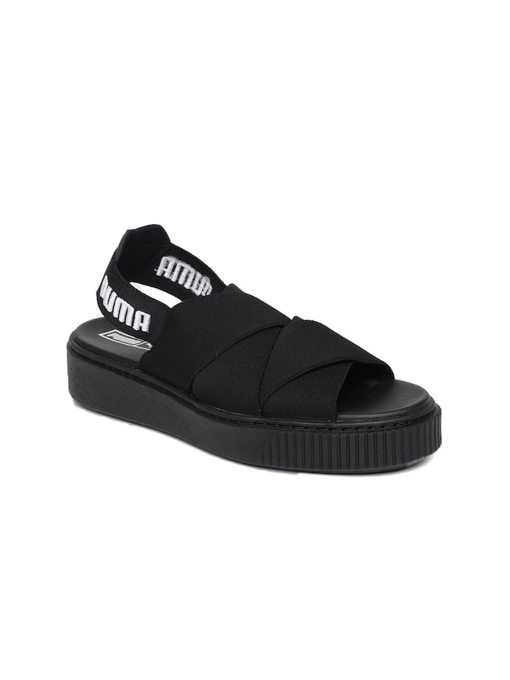 solid black platform sandals