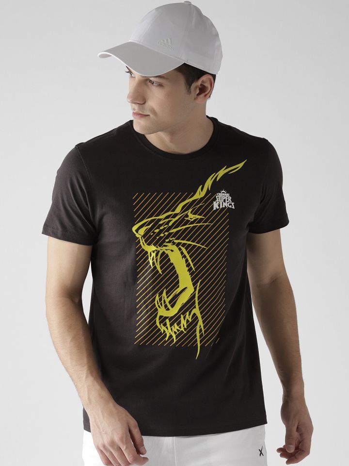 SEVEN by MS Dhoni Men Charcoal Grey Printed Round Neck T shirt