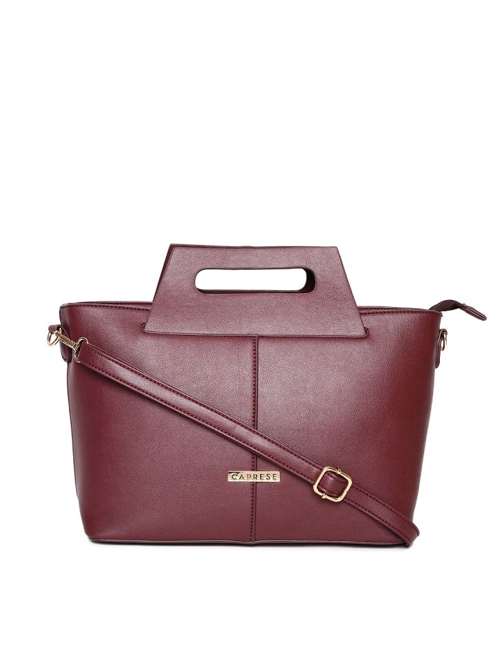 Buy Caprese Burgundy Solid Handheld Bag Handbags for Women