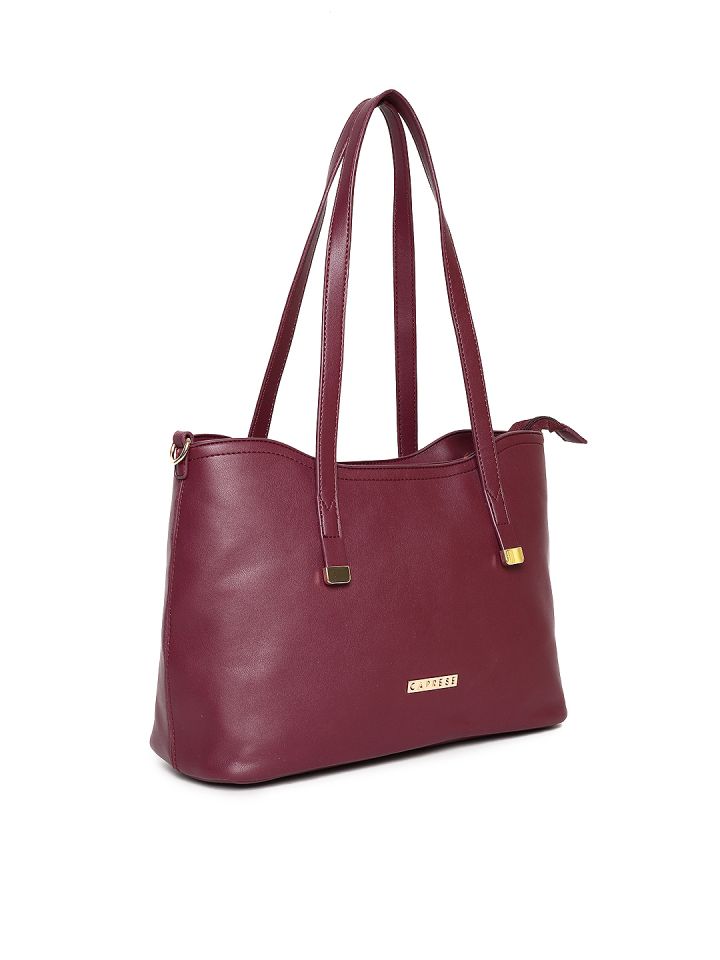 Caprese Burgundy Solid Shoulder Bag