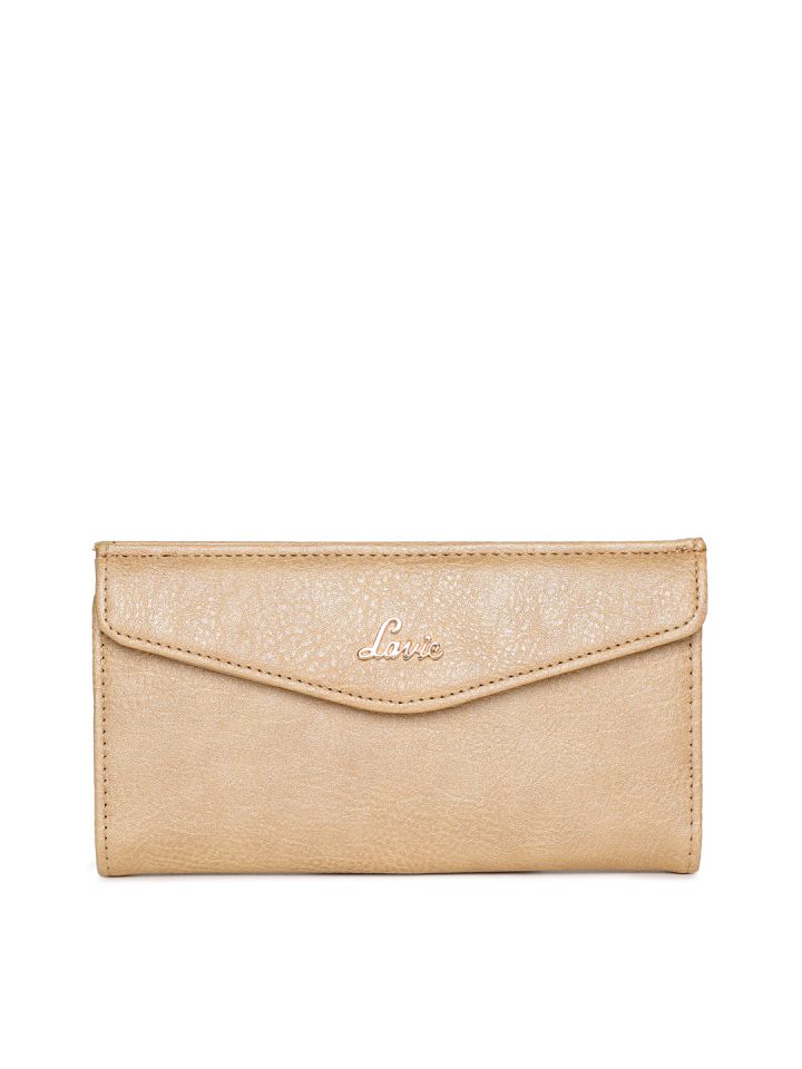 Lavie Women Gold Toned Solid Two Fold Wallet