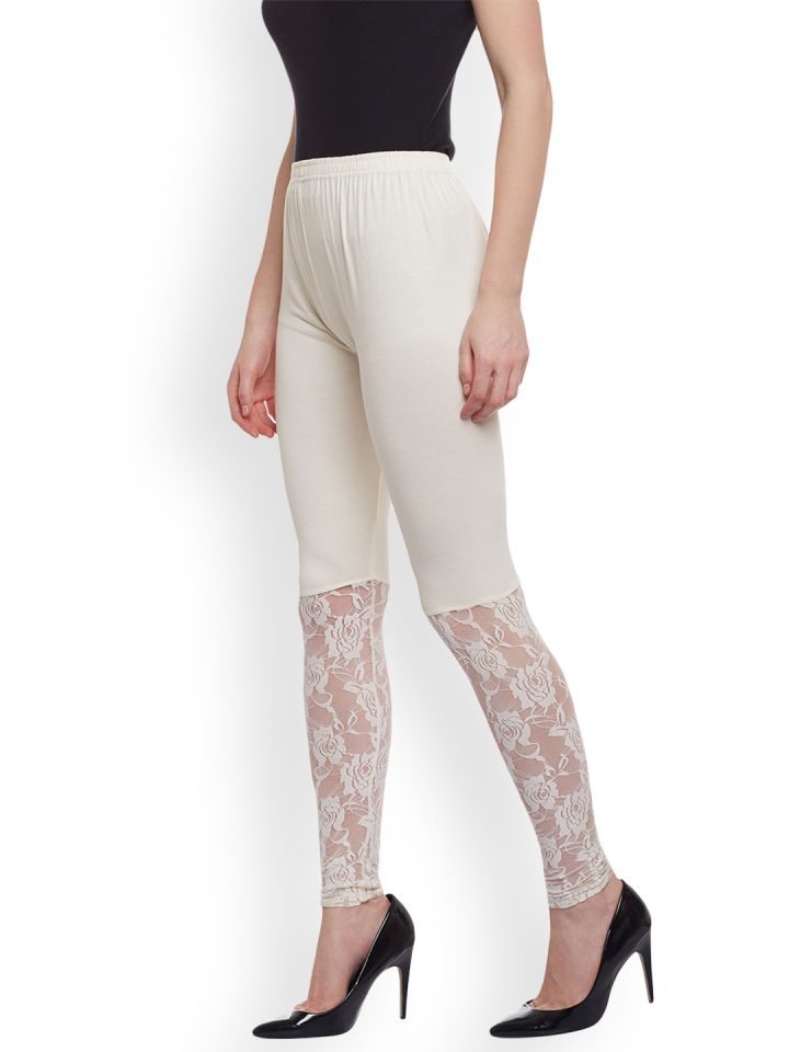 Buy Castle White Half Net Viscose Legging Leggings for Women