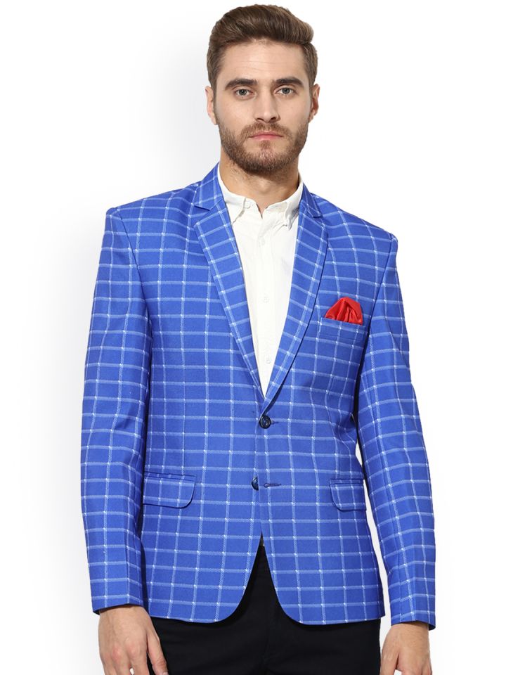Blue and online white checkered blazer