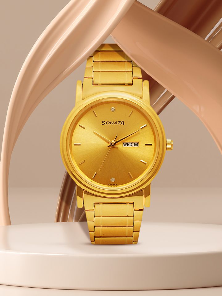 Sonata Men Gold Toned Analogue Watch NK1141YM10