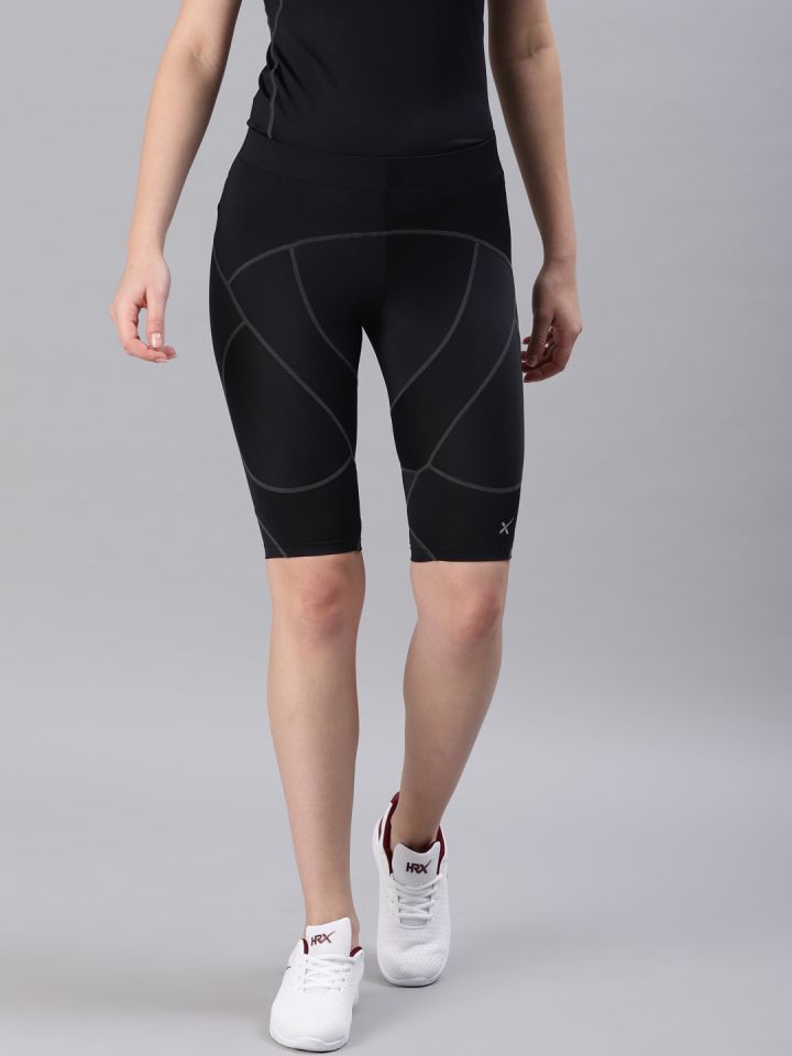 Buy HRX By Hrithik Roshan Women Black Solid Slim Fit Sports Shorts