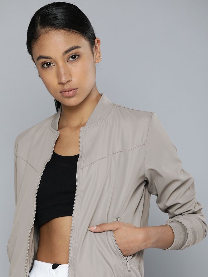 Grey bomber sale jacket women