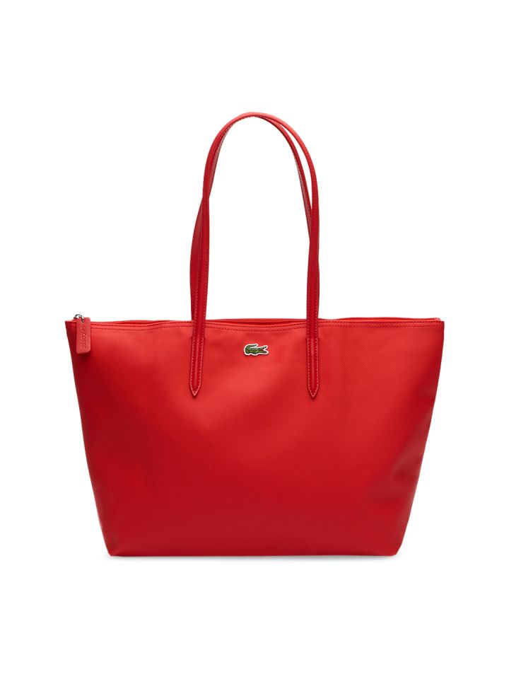 Lacoste Red Solid Tote Bag