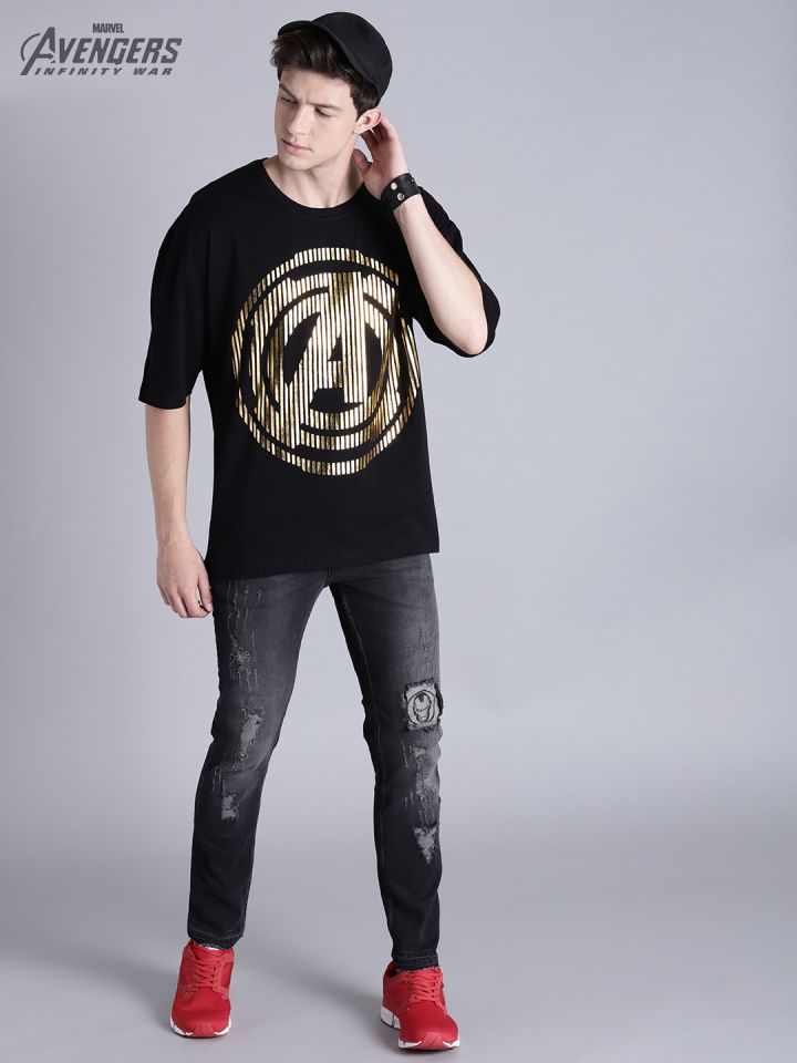 Black t shirt hotsell gold print