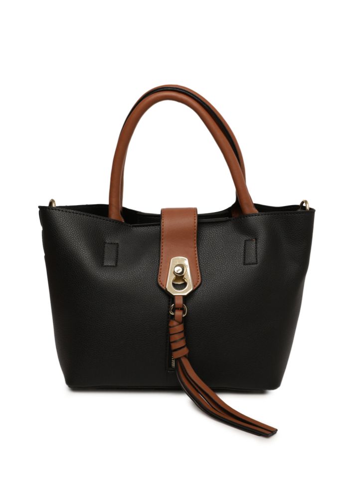 Buy DressBerry Black Solid Handheld Bag With Detachable Pouch