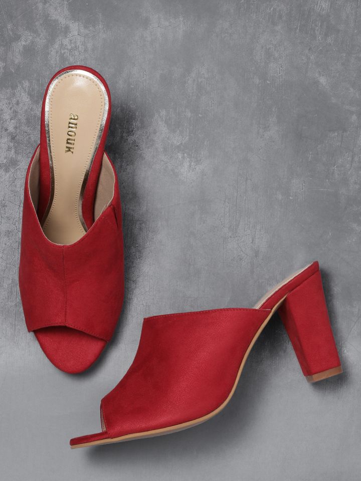 Red heeled mules store