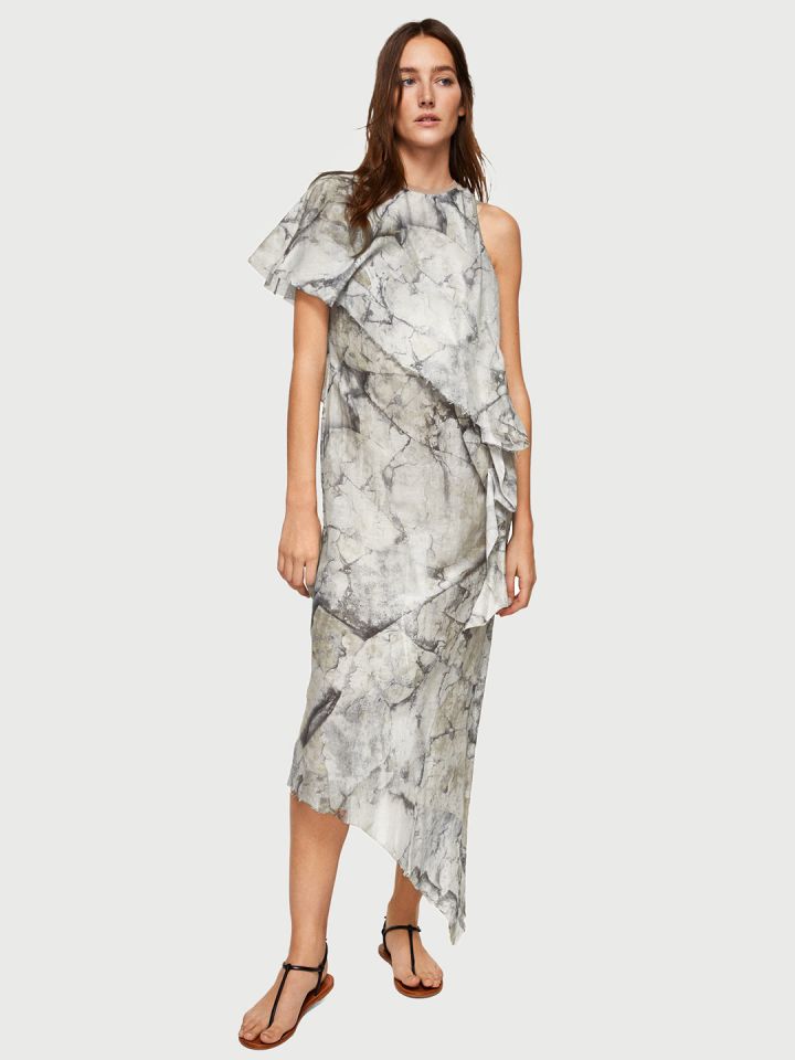 Buy MANGO Women Grey Printed Maxi Dress Myntra