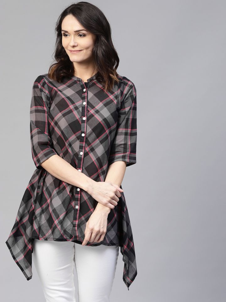 Buy Shree Grey Black Checked Tunic Myntra