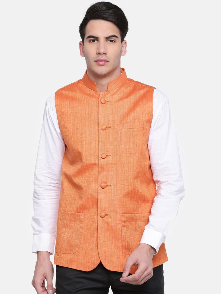 orange nehru jacket