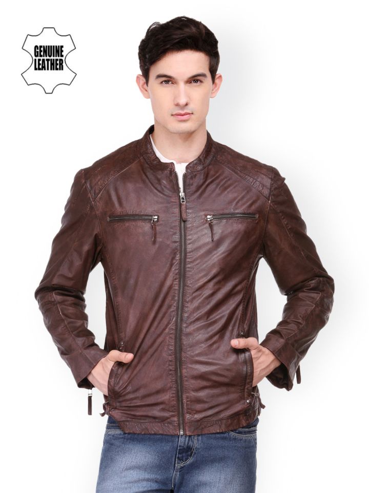 Buy Teakwood Leathers Men Brown Jacket Jackets for Men 486977