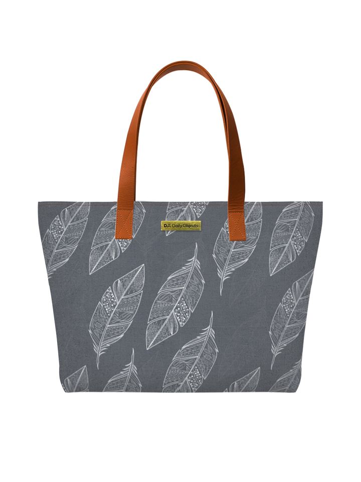Buy DailyObjects Grey Printed Tote Bag Handbags for Women