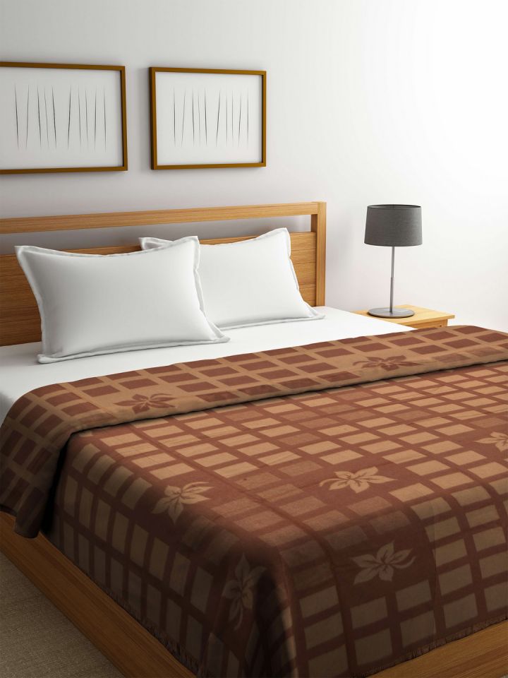 Buy Raymond Home Brown Abstract Heavy Winter 500 GSM Double Bed