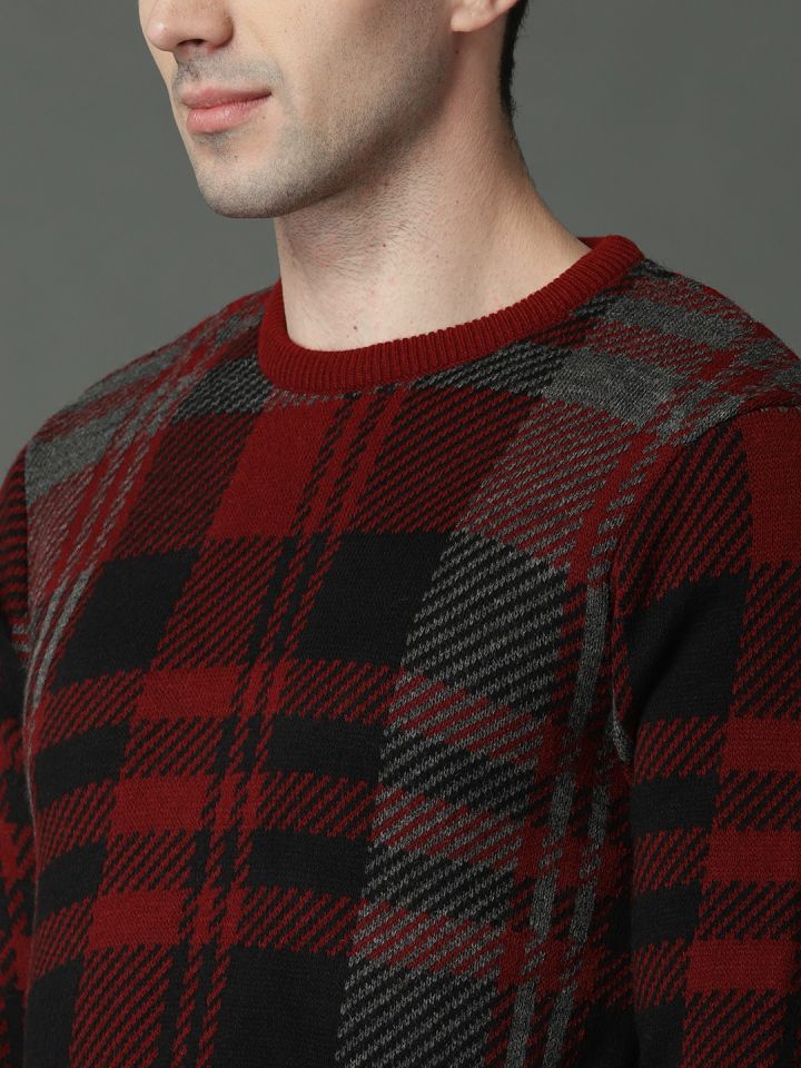 Black and red checkered sweater clearance