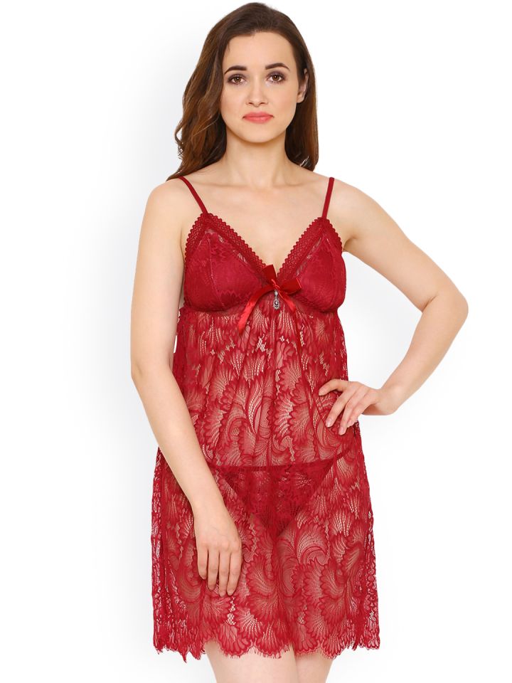 Buy FashionRack Maroon Self Design Baby Doll Baby Dolls for