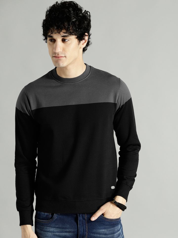 Mens black crew neck jumper clearance