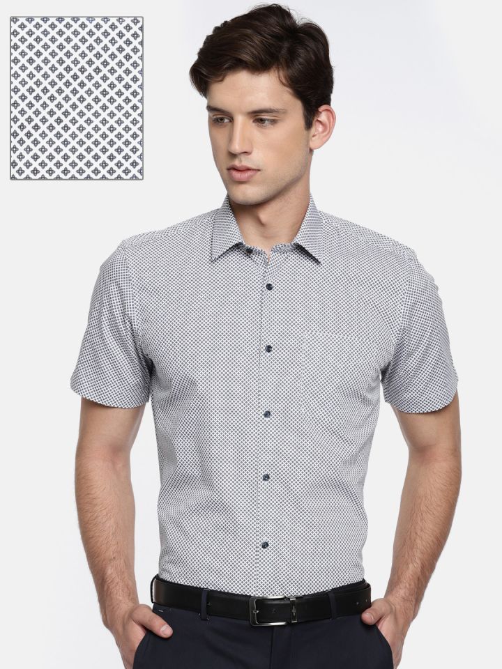white printed formal shirt