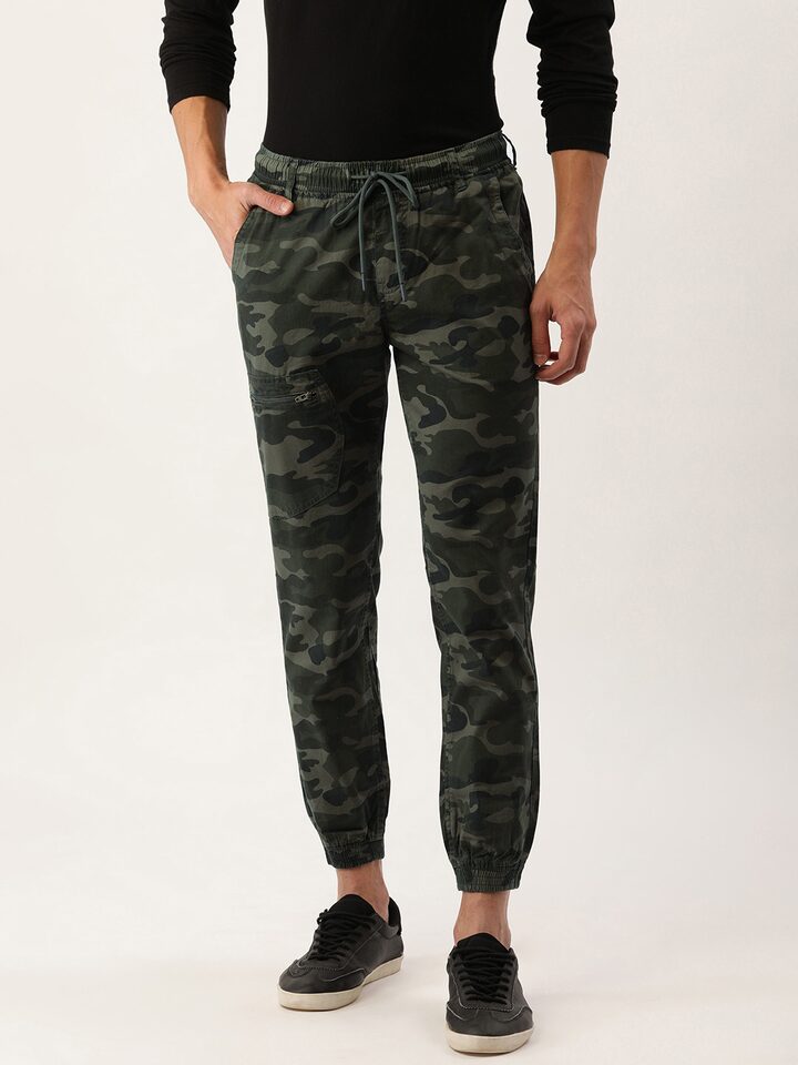 Buy IVOC Men Olive Green & Black Slim Fit Printed Joggers - Trousers for Men  5333629 | Myntra