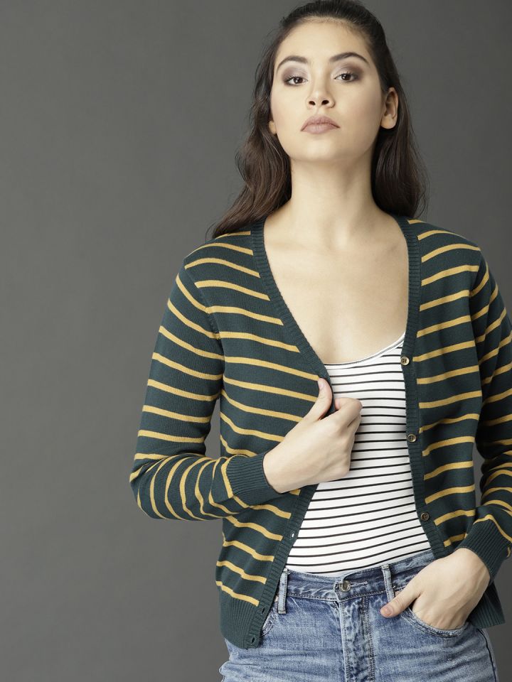 yellow striped cardigan