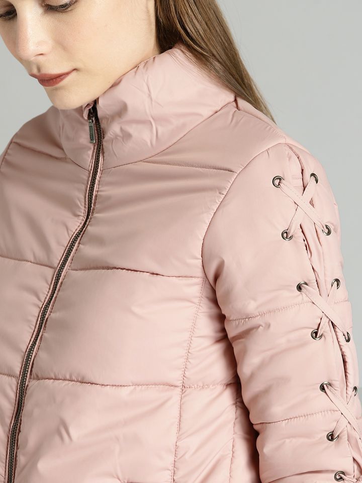 Buy Roadster Women Peach Coloured Solid Padded Jacket - Jackets
