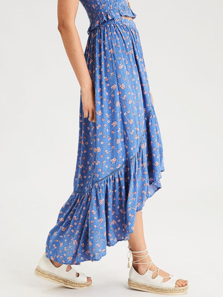 Buy AMERICAN EAGLE OUTFITTERS Women Blue Floral High Low Skirt