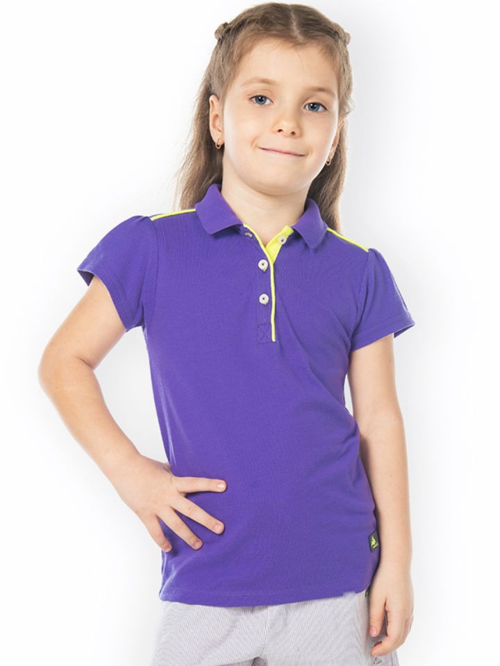 Buy Cherry Crumble Girls Purple Solid Polo Collar T Shirt Tshirts