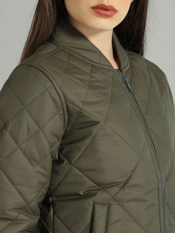 Olive green quilted new arrivals jacket