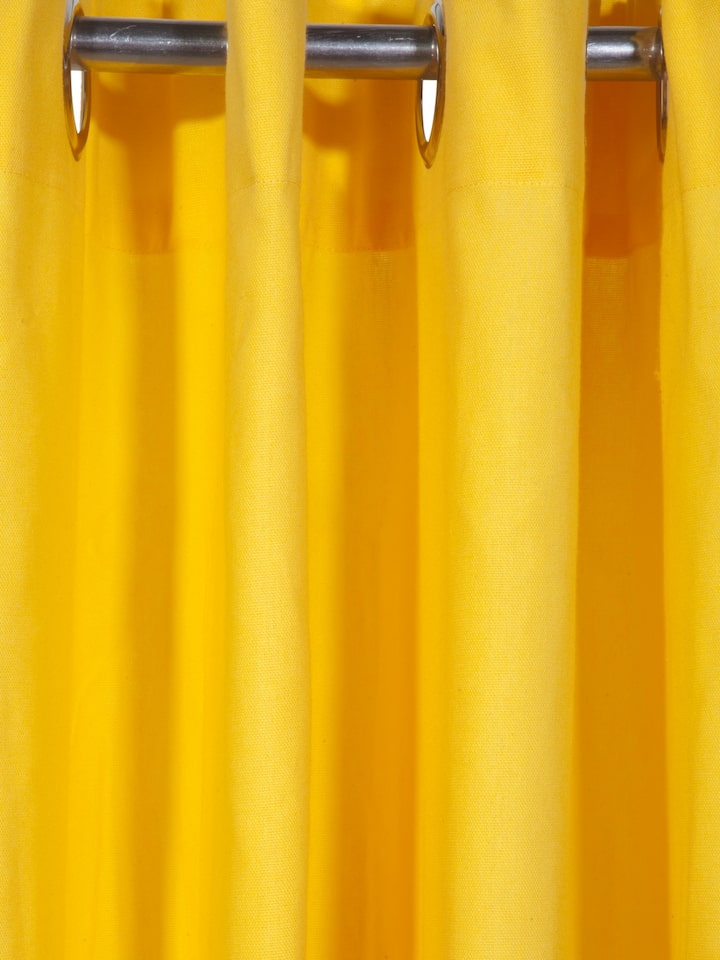 Lushomes Yellow Solid Window Curtain, Yellow And Grey Window Curtains