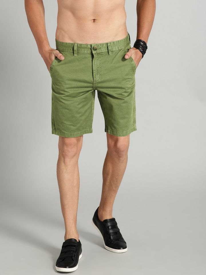 Green Slim Fit Chino Shorts