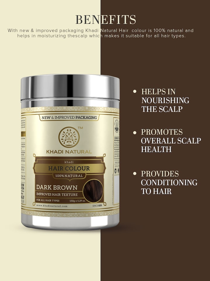 Buy Khadi Natural Herbal Hair Colour Dark Brown 150 G - Hair Colour for  Unisex 5416469 | Myntra