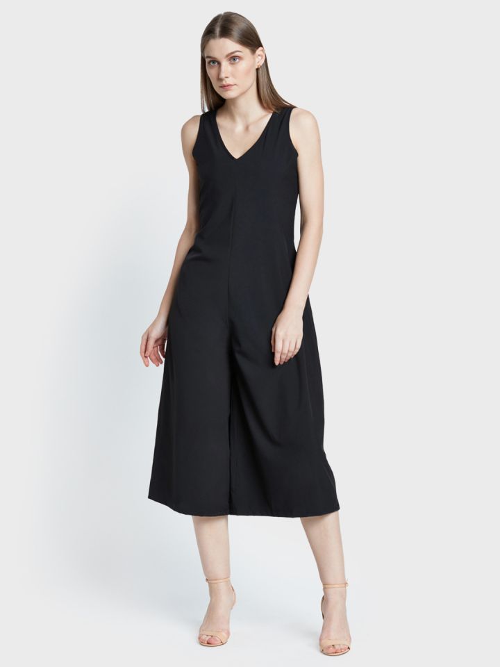womens black culotte jumpsuit