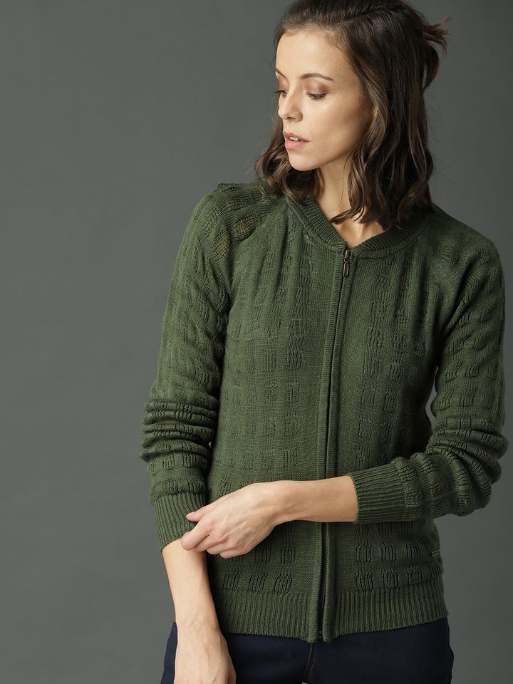 Buy Roadster Women Green Self Design 
