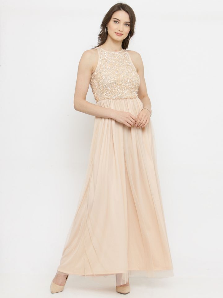 Pluss beige maxi dress sales