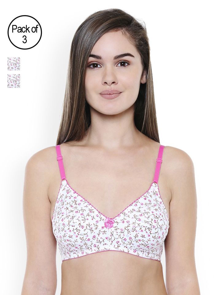 Buy Bodycare Pack Of 3 Off White Floral Print Bras E1553WWW