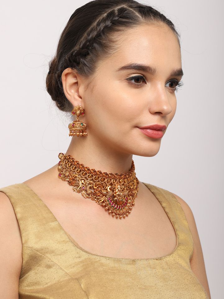 Buy Kushal s Fashion Jewellery Gold Toned Red Gold Plated