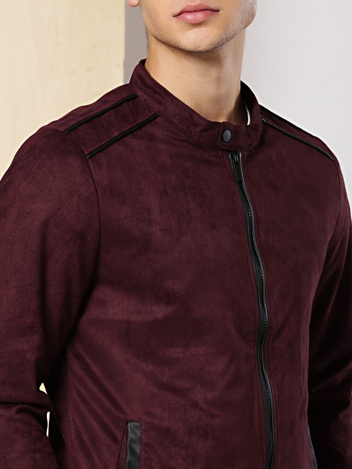 Maroon suede new arrivals jacket mens