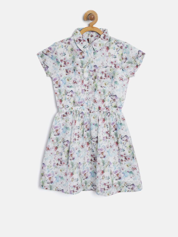Buy Lee Cooper Girls Purple Blue Printed Fit And Flare Dress