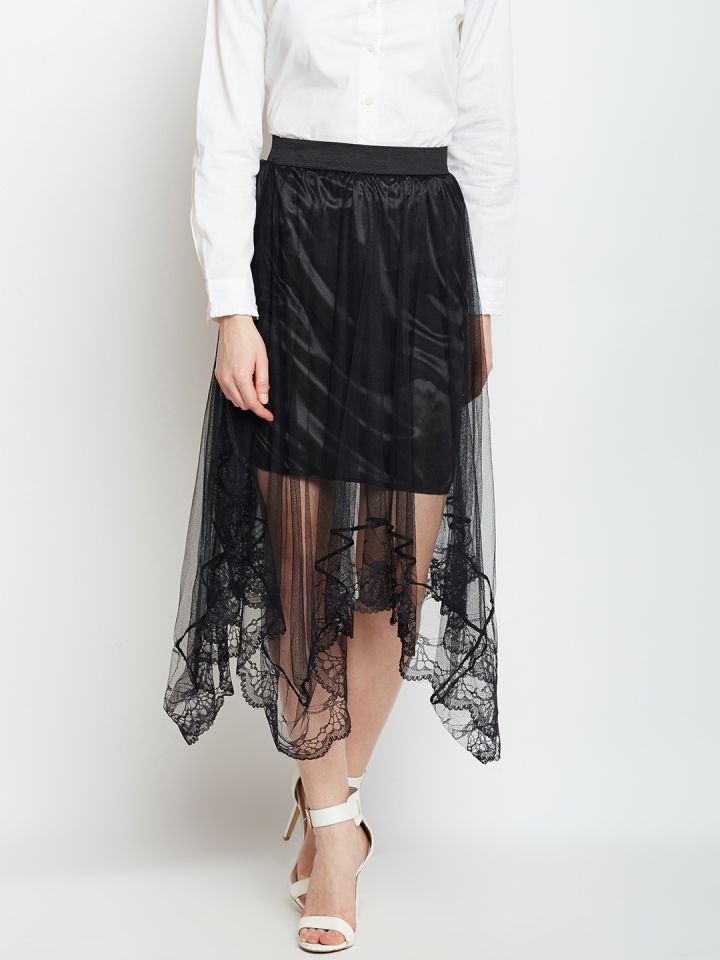Sheer black 2025 skirt knee length