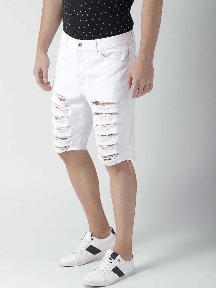 Ripped Skinny Denim Shorts in White  Hallensteins AU